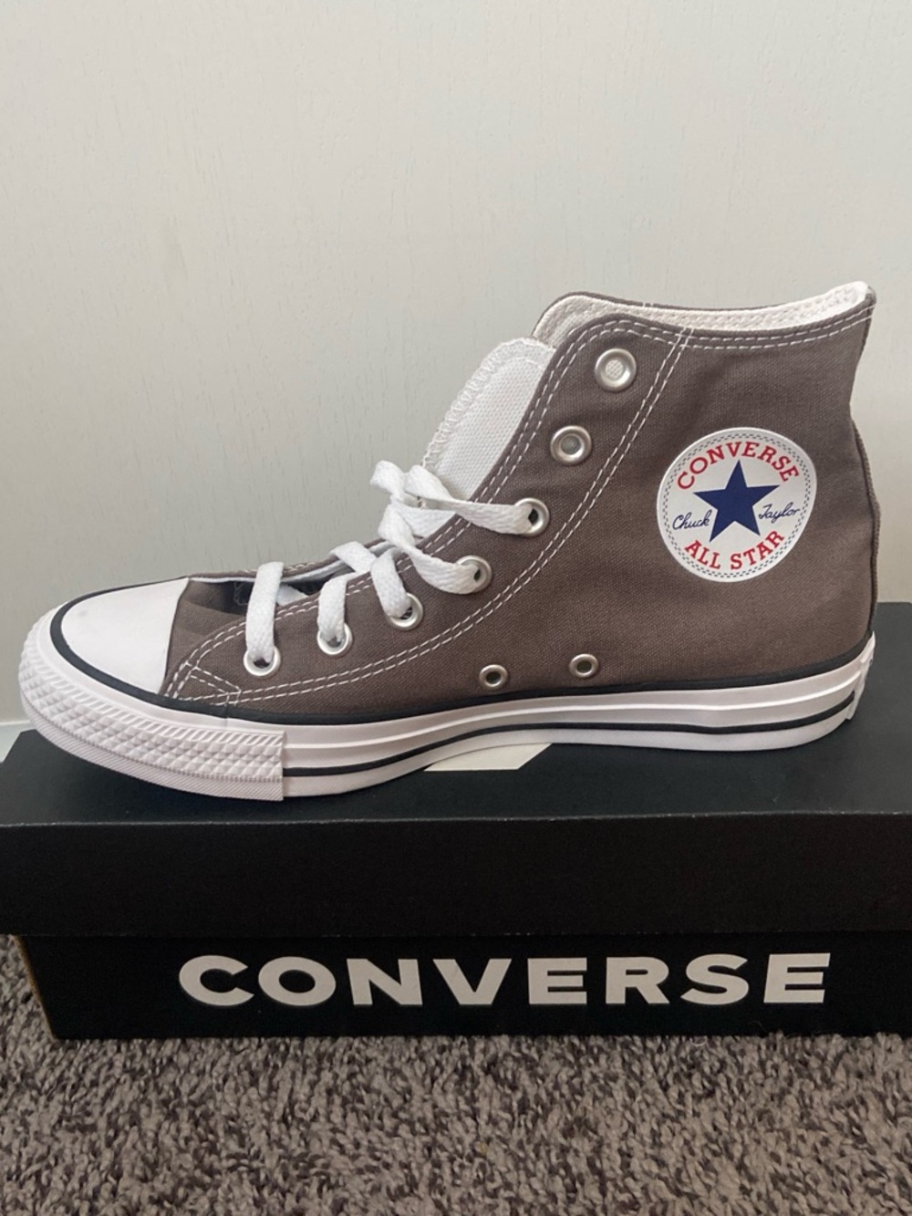 Converse High Top Sneakers - White with Blue Logo